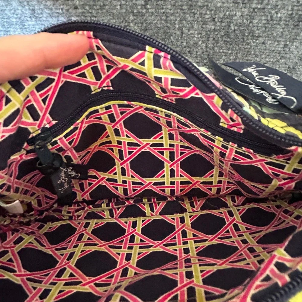 Vera Bradley Night and Day Floral Quilted Cotton Crossbody Bag Navy Pink Wallet